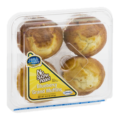 Hill & Valley Blueberry Grand Muffins No Sugar Added - 4 CT