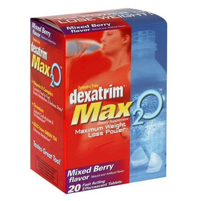 Dexatrim Max 2O, Mixed Berry Flavor, Effervescent Tablets, 20 Tablets (Pack of 2)