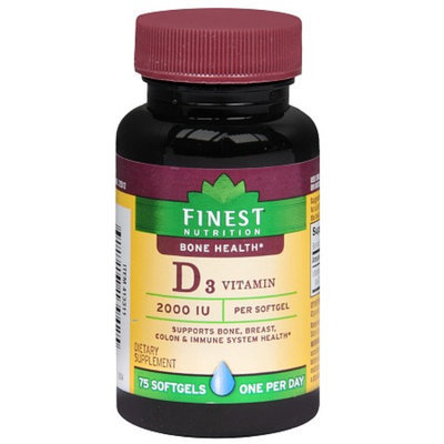 Finest Nutrition D3 Vitamin 2000 IU Dietary Supplement Softgels