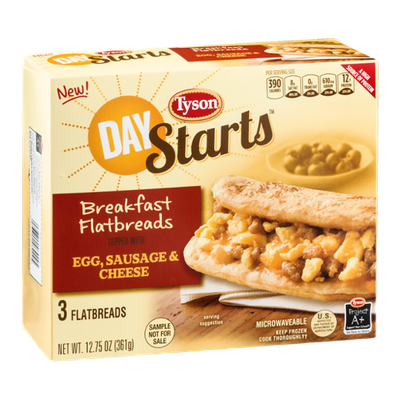 Tyson Day Starts Breakfast Flatbreads Egg, Sausage & Cheese - 3 CT