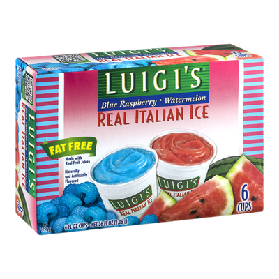 Luigi's Real Italian Ice Cups Blue Raspberry/Watermelon - 6 CT