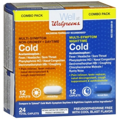 Walgreens Cold Multi-Symptom Caplets Combo Pack, 24 ea