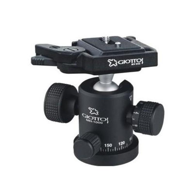 Giottos Ballhead w/ Cal Base, Tens-Pan-Ball Knob, MH652 QR, 22lbs Cap