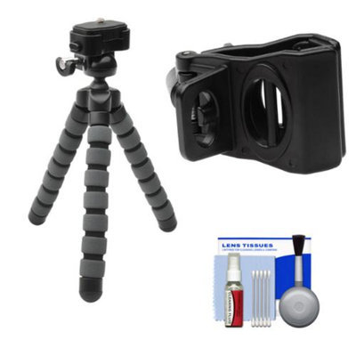 Precision Design PD-T14 Flexible Compact Camera Mini Tripod with Smartphone Adapter + Cleaning Kit for iPhone & Android Phones