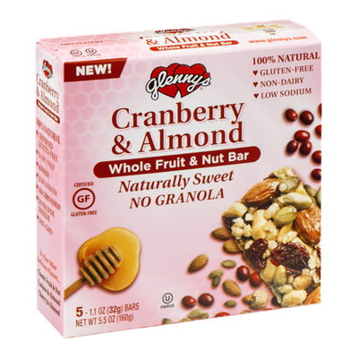 Glenny's Whole Fruit & Nut Bars Cranberry & Almond - 5 CT