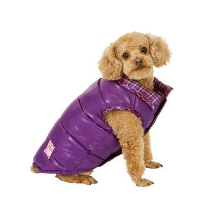 Fashion Pet Purple Reversible Puffy Dog Vest Medium