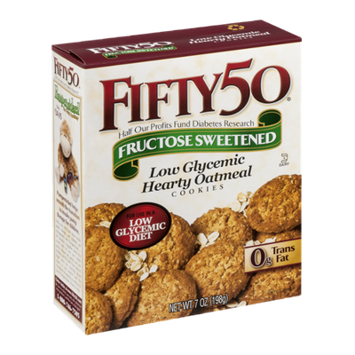FIFTY 50 Fructose Sweetened Low Glycemic Hearty Oatmeal Cookies