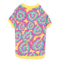 Casual Canine Polyester/Cotton Starburst Tie Dye Dog Pullover Tee, Small, 12-Inch, Yellow
