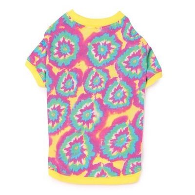 Casual Canine Polyester/Cotton Starburst Tie Dye Dog Pullover Tee, Small, 12-Inch, Yellow