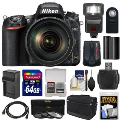 Nikon D750 Digital SLR Camera & 24-120mm f/4 VR Lens with 64GB Card + Battery & Charger + Messenger Bag + GPS Unit + Filters + Flash + Kit