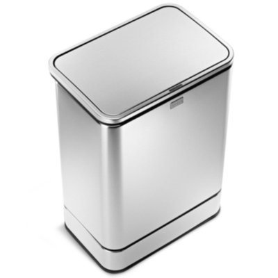 simplehuman Rectangular Sensor Can Fingerprint-Proof Stainless Steel, Brushed, 10.5 gallons, 1 ea