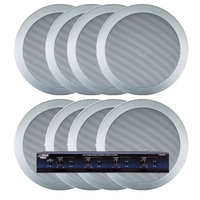 Pyle KTHSP85PSL 4 Room In-Ceiling Home Speaker System w/Speaker Selector & Volume Control (Silver)