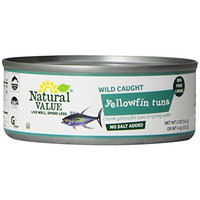 Natural Value No Salt Added Chunk Yellowfin Tuna in Spring Water, 5 Ounce Cans (Pack of 24)