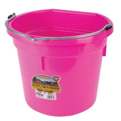 Miller Mfg Miller Manufacturing P20FBHOTPINK Plastic Flat Back Bucket for Horses, 20-Quart