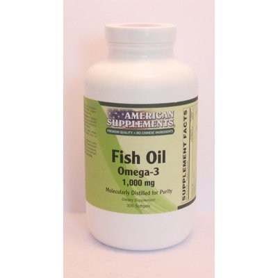 Omega-3 1000 MG No Chinese Ingredients American Supplements 300 VCaps