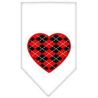 Ahi Argyle Heart Red Screen Print Bandana White Small