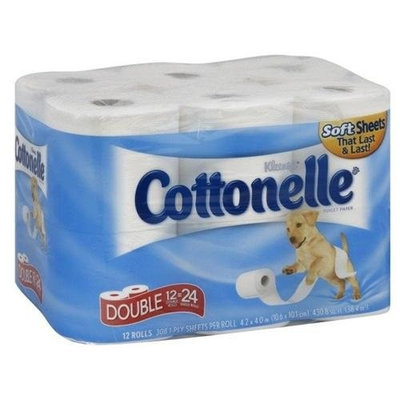 Cottonelle Double Rolls, 1-Ply, 12 rolls