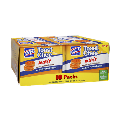 Lance Fresh Toast Chee Minis with Real Peanut Butter Bite Size Sandwich Crackers - 10 PK