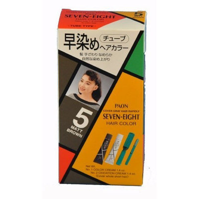 PAON Seven-Eight Hair Color #5 Matt Brown - Tube 1 Color Cream 1.4 Oz - Tube 2 Oxidation Cream 1.4 Oz with Comb and Brush Box