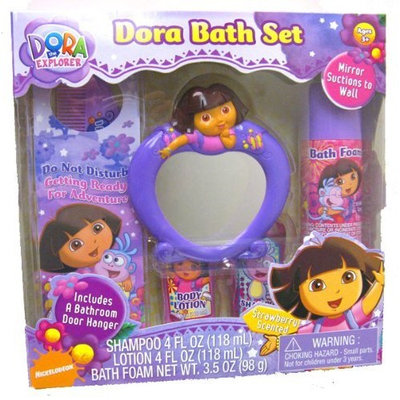 Berger Dora the Explorer Bathing Beauty 6 Pcs Gift Set ( Mirror, Bath Foam, Lotion, Door Hanger, Comb, Shampoo )