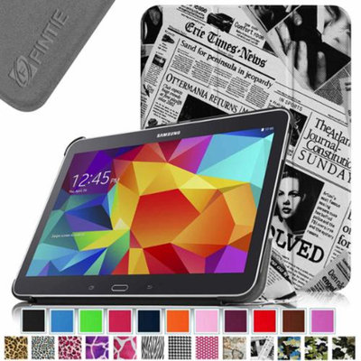 Fintie Smart Shell Case Ultra Slim Lightweight Stand Cover for Samsung Galaxy Tab 4 10.1 Tablet, Newspaper