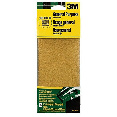 3M 9015 General Purpose Sandpaper Sheets, 3-2/3-Inch by 9-Inch, Fine Grit, 2-PACK