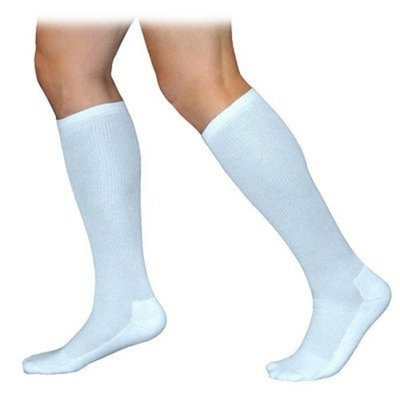Sigvaris 360 Cushioned Cotton Series 20-30 mmHg Men's Closed Toe Knee High Sock Size: Medium Long, Color: White 00