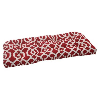 Pillow Perfect Outdoor Wicker Loveseat Cushion - Red/White Geometric