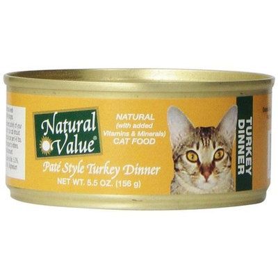 Natural Value Pate Style Turkey Dinner Cat Food, 5.5 Ounce Cans (Pack of 24)