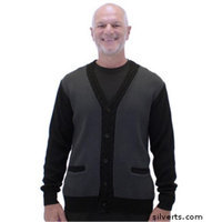 Silvert's Silverts 503100202 Handsome Quality Cardigan Sweater with Pockets for Men Black & Grey - Medium