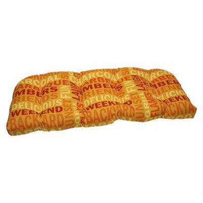 Pillow Perfect Outdoor Wicker Loveseat Cushion - Yellow/Orange Grillin
