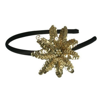 Smoothies Sequins Flower Thin Headband-Gold 01596