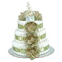 Large Sage Peonies Sage Circle Diaper Cake by Bloomers