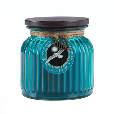 Koehlerhomedecor Ocean Breeze Ribbed Jar Candle
