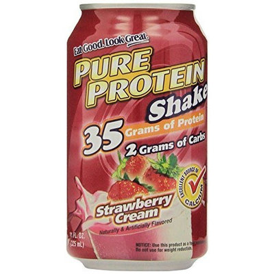 Worldwide Nutrition - Pure Protein Shake 35 Grams Protein, Strawberry Cream 11oz (Pack of 12)