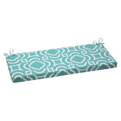 Pillow Perfect Outdoor Wicker Bench Set - Blue Green/White Carmody