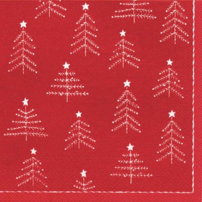 Ideal Home Range 4 Packs Paper Lunch Napkins Little Xmas Trees Rd Wht