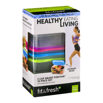 Fit & Fresh 2 Cup Smart Portion 10 Piece Set With Removable Ice Packs - 10 CT