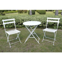 Shin Crest White 3-Piece Folding Metal Bistro Furniture Set