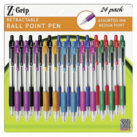 Zebra Z-Grip Ballpoint Pen, Medium - Assorted Ink (24 Per Pack)