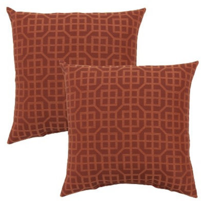 Threshold 2-Piece Square Outdoor Toss Pillow Set - Orange Lattice