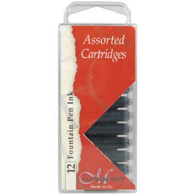 Manuscript Pen MC0461AS Manuscript Calligraphy Cartridge 12-Pkg-Black Blue Sepia