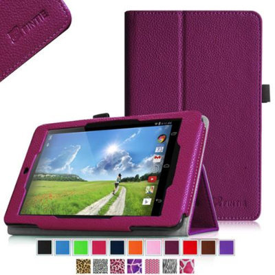Fintie Folio Premium Vegan Leather Case Cover With Stylus Holder for Acer Iconia One 7 B1-730HD Tablet, Purple