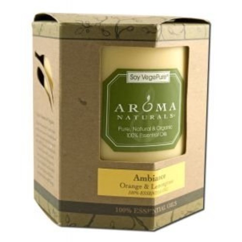 Aroma Naturals, Soy Vegepure, Soy Pillar Candle, Ambiance, Orange & Lemongrass, 3 in x 3.5 in