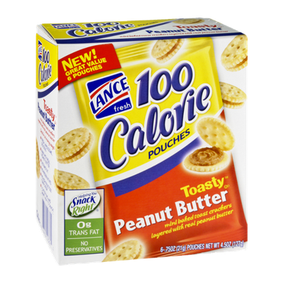 Lance 100 Calorie Toasty Peanut Butter Cracker Pouches - 6 CT