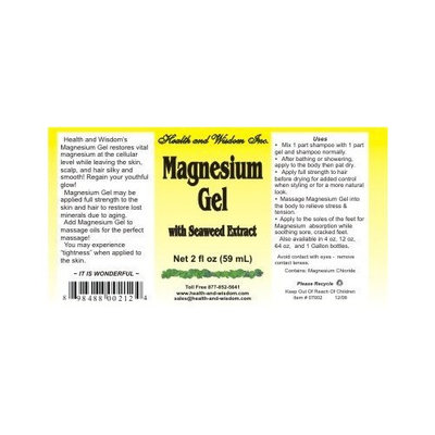 Health And Wisdom MAGNESIUM GEL with Seaweed Extract 2 OZ