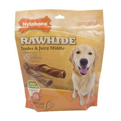 Nylabone Rawhide Chicken Flavored Tender Middle Roll Dog Treat Bone