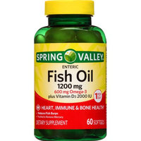 Spring Valley Fish Oil Dietary Supplement 1200mg Softgel, 60 ct