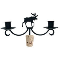 Village Wrought Iron C-WB-19 Moose Wine Bottle Topper - Candelabra