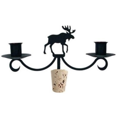 Village Wrought Iron C-WB-19 Moose Wine Bottle Topper - Candelabra